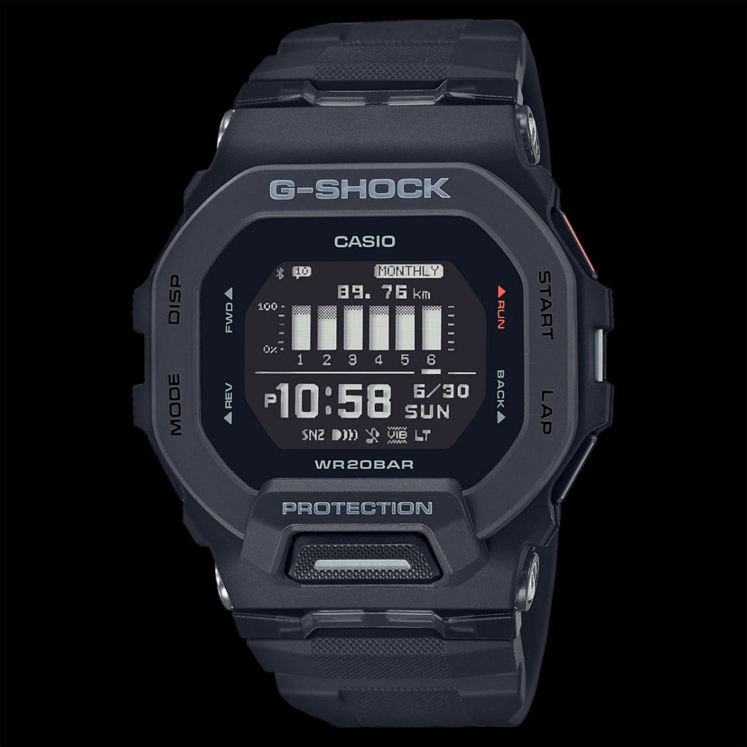 Casio G-Shock GBD-200-1DR Digital Dial Black Resin Strap Men's Watch Bluetooth Workout Tracking G1146