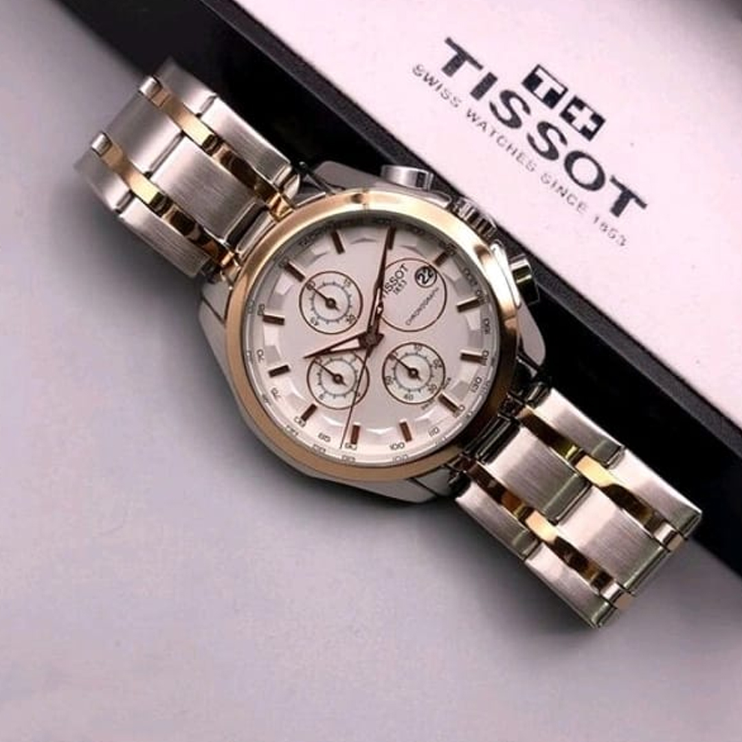 Tissot Chronograph Dual Tone Men's Watch for Man Silver Rose Gold - Gift TS-860SG
